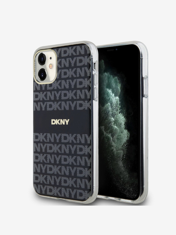DKNY PC/TPU Repeat Pattern Tonal Stripe Magsafe Zadní Kryt pro iPhone 11 Black DKNY