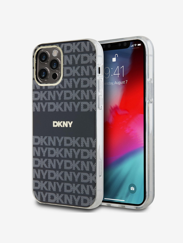 DKNY PC/TPU Repeat Pattern Tonal Stripe Magsafe Zadní Kryt pro iPhone 12/12 Pro Black DKNY