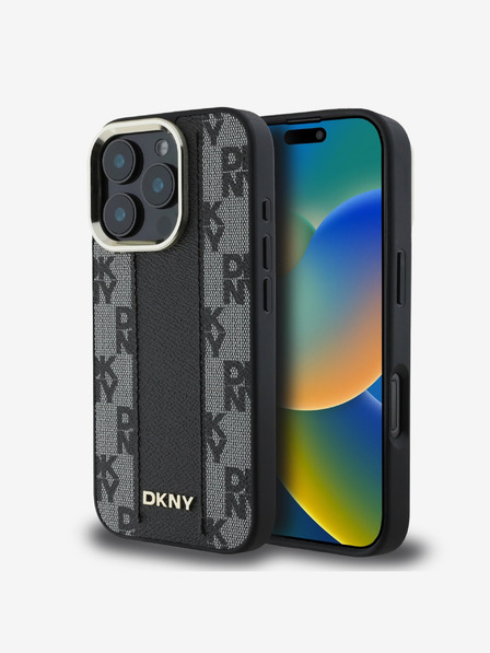 DKNY DKNY PU Leather Checkered Pattern Magsafe Zadní Kryt pro iPhone 16 Pro Black