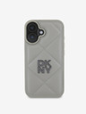 DKNY DKNY PU Leather Quilted Stack Logo Zadní Kryt pro iPhone 16 Plus Grey