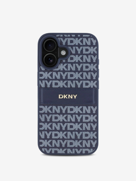 DKNY DKNY PU Leather Repeat Pattern Tonal Stripe Zadní Kryt pro iPhone 16 Blue