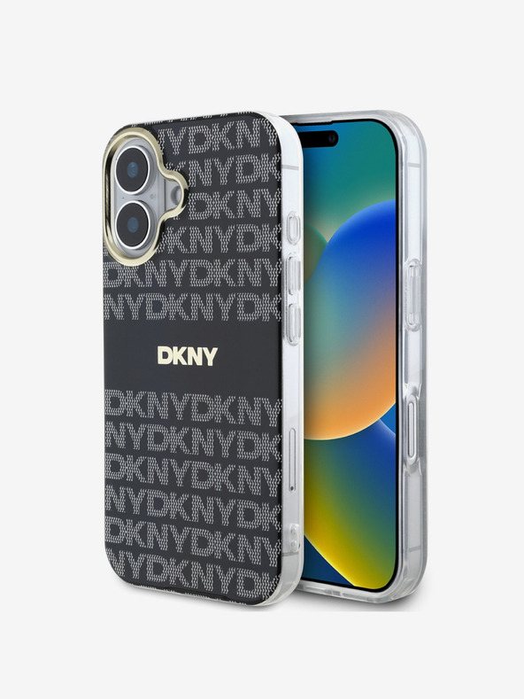 DKNY DKNY PC/TPU Repeat Pattern Tonal Stripe Magsafe Zadní Kryt pro iPhone 16 Black