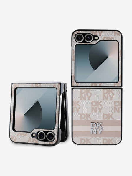 DKNY DKNY PU Leather Checkered Pattern and Stripe Zadní Kryt pro Samsung Galaxy Z Flip 6 Pink