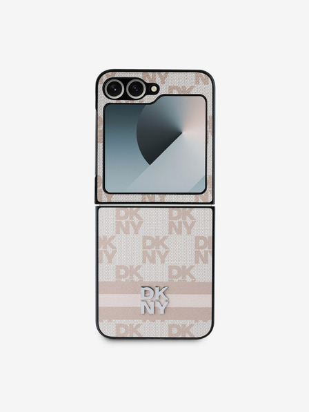 DKNY DKNY PU Leather Checkered Pattern and Stripe Zadní Kryt pro Samsung Galaxy Z Flip 6 Pink
