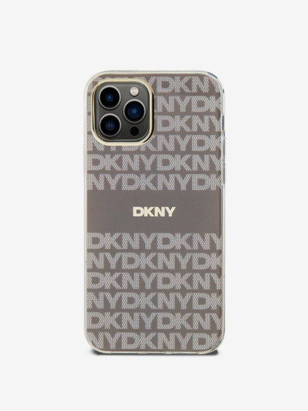DKNY PC/TPU Repeat Pattern Tonal Stripe Magsafe Zadní Kryt pro iPhone 12/12 Pro Beige DKNY