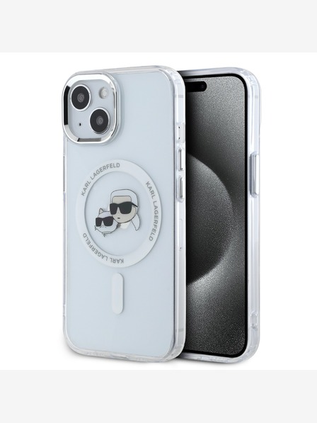 Karl Lagerfeld Karl Lagerfeld IML K&CH Heads Metal Frame MagSafe Zadní Kryt pro iPhone 13 Transparent