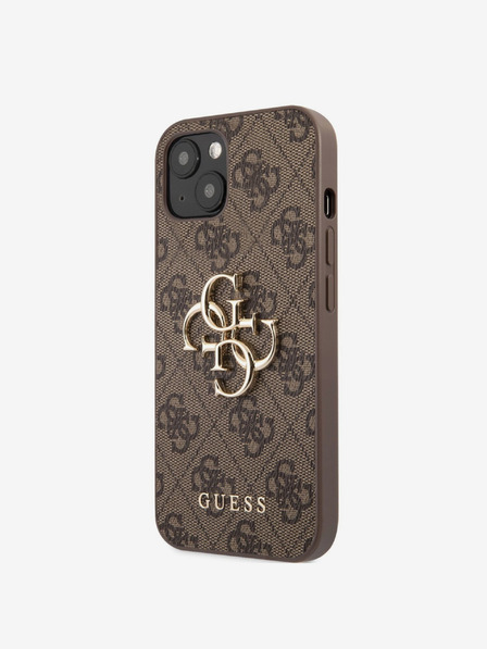 Guess Guess PU 4G Metal Logo Zadní Kryt pro iPhone 13 Brown