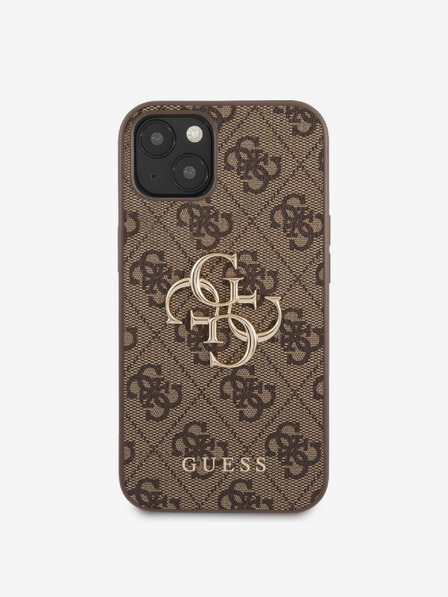 Guess Guess PU 4G Metal Logo Zadní Kryt pro iPhone 13 Brown
