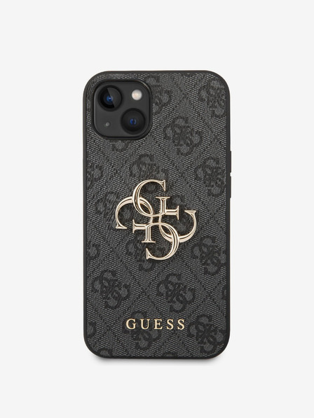 Guess PU 4G Metal Logo Zadní Kryt pro iPhone 14 Grey Obal na telefon
