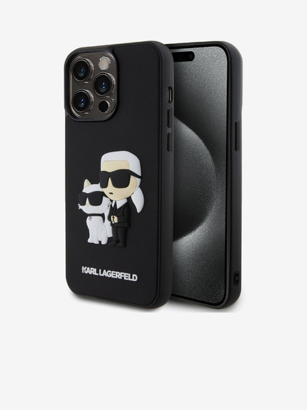 Karl Lagerfeld 3D Rubber Karl and Choupette Zadní Kryt pro iPhone 13 Pro Max Black Karl Lagerfeld