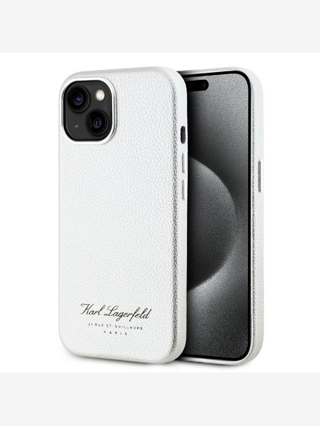 Karl Lagerfeld Grained PU Hotel RSG Zadní Kryt pro iPhone 15 Grey Karl Lagerfeld