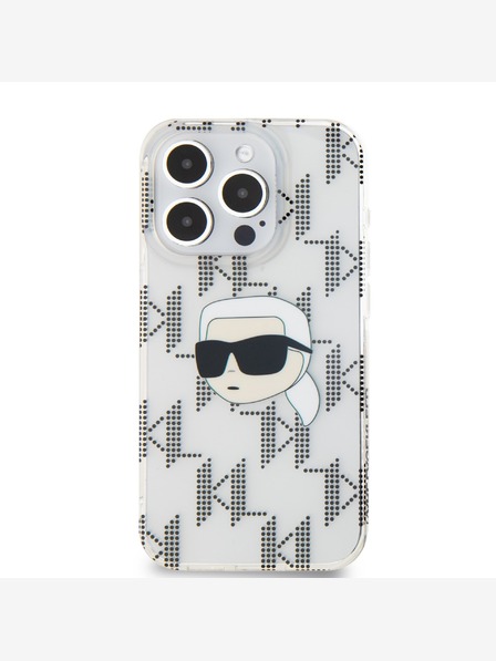 Karl Lagerfeld Karl Lagerfeld IML Electroplated Karl Head Zadní Kryt pro iPhone 15 Pro Transparent