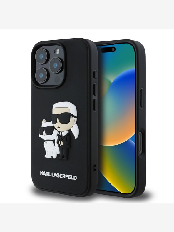 Karl Lagerfeld Karl Lagerfeld PU Saffiano Karl and Choupette Zadní Kryt pro iPhone 16 Pro Max Black