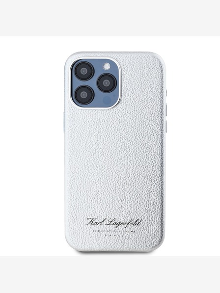 Karl Lagerfeld Grained PU Hotel RSG Zadní Kryt pro iPhone 15 Pro Grey Karl Lagerfeld