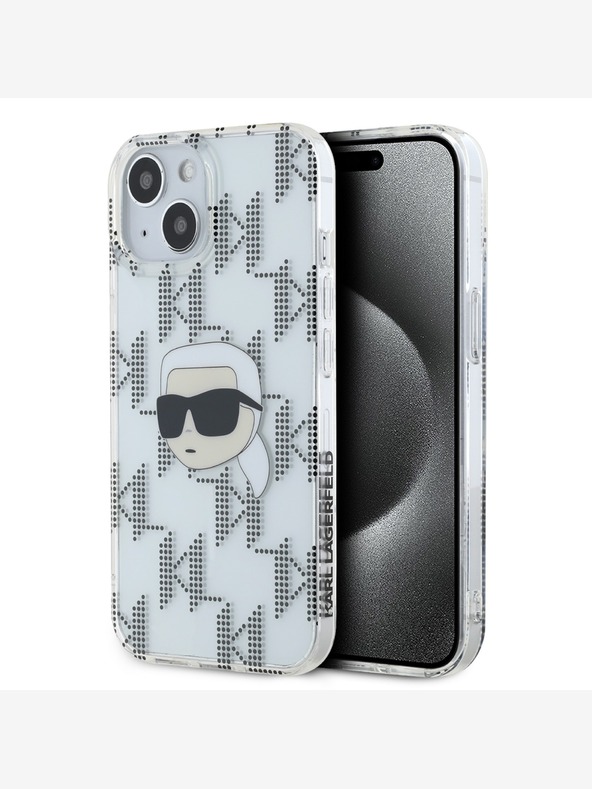 Karl Lagerfeld Karl Lagerfeld IML Electroplated Karl Head Zadní Kryt pro iPhone 15 Transparent