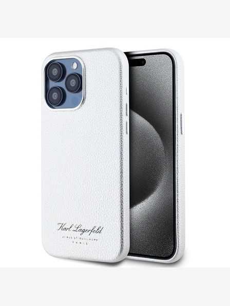 Karl Lagerfeld Grained PU Hotel RSG Zadní Kryt pro iPhone 15 Pro Max Grey Karl Lagerfeld