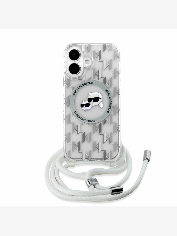 Karl Lagerfeld Karl Lagerfeld IML Monogram Crossbody K&CH Heads MagSafe Zadní Kryt pro iPhone 16 Transparent