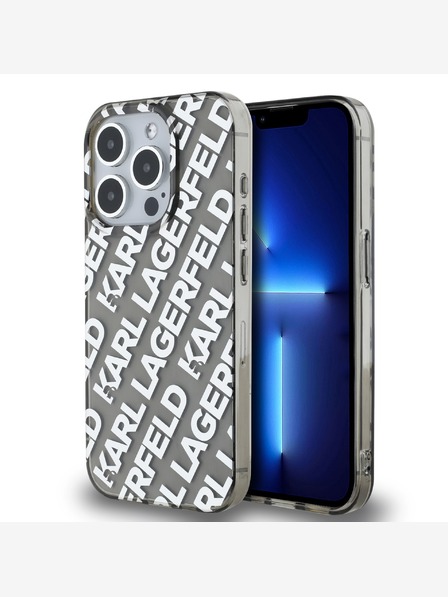Karl Lagerfeld Karl Lagerfeld IML Electroplated Repeated Logo Zadní Kryt pro iPhone 15 Pro Silver