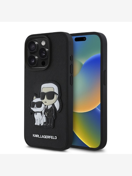 Karl Lagerfeld Karl Lagerfeld PU Saffiano Karl and Choupette Zadní Kryt pro iPhone 15 Pro Max Black