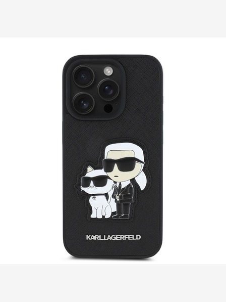 Karl Lagerfeld Karl Lagerfeld PU Saffiano Karl and Choupette Zadní Kryt pro iPhone 15 Pro Max Black