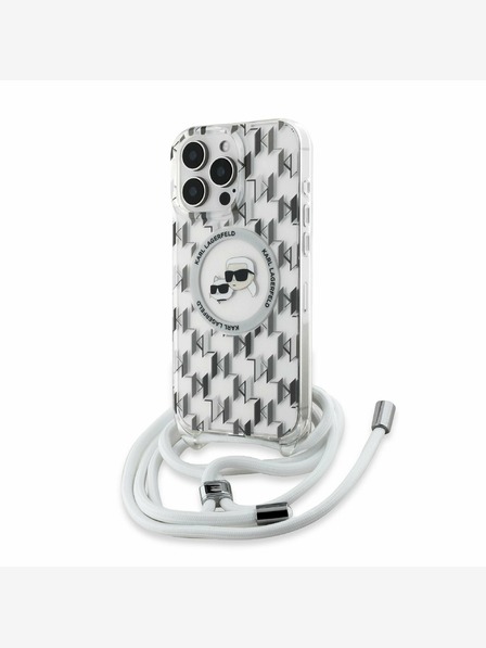 Karl Lagerfeld Karl Lagerfeld IML Monogram Crossbody K&CH Heads MagSafe Zadní Kryt pro iPhone 16 Pro Transparent