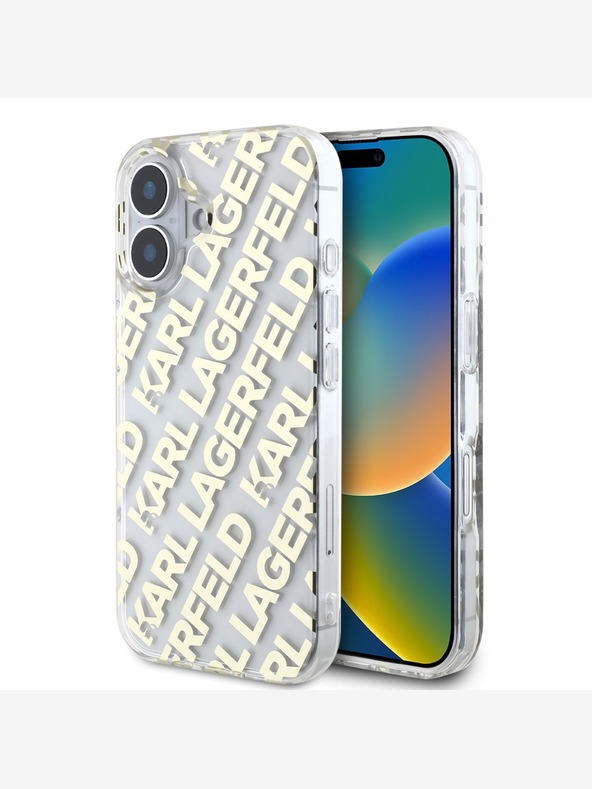 Karl Lagerfeld Karl Lagerfeld IML Electroplated Repeated Logo Zadní Kryt pro iPhone 16 Gold