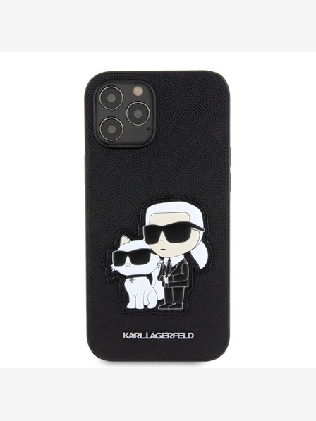 Karl Lagerfeld Karl Lagerfeld PU Saffiano Karl and Choupette Zadní Kryt pro iPhone 12/12 Pro Black