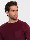 Ombre Clothing Vínové pánské basic tričko s kapsičkou Ombre Clothing