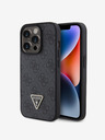 Guess Guess PU 4G Strass Triangle Metal Logo Zadní Kryt pro iPhone 15 Pro Black