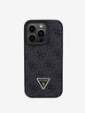 Guess Guess PU 4G Strass Triangle Metal Logo Zadní Kryt pro iPhone 15 Pro Black