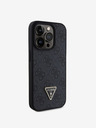 Guess Guess PU 4G Strass Triangle Metal Logo Zadní Kryt pro iPhone 15 Pro Black