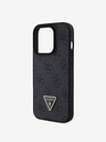 Guess Guess PU 4G Strass Triangle Metal Logo Zadní Kryt pro iPhone 15 Pro Black