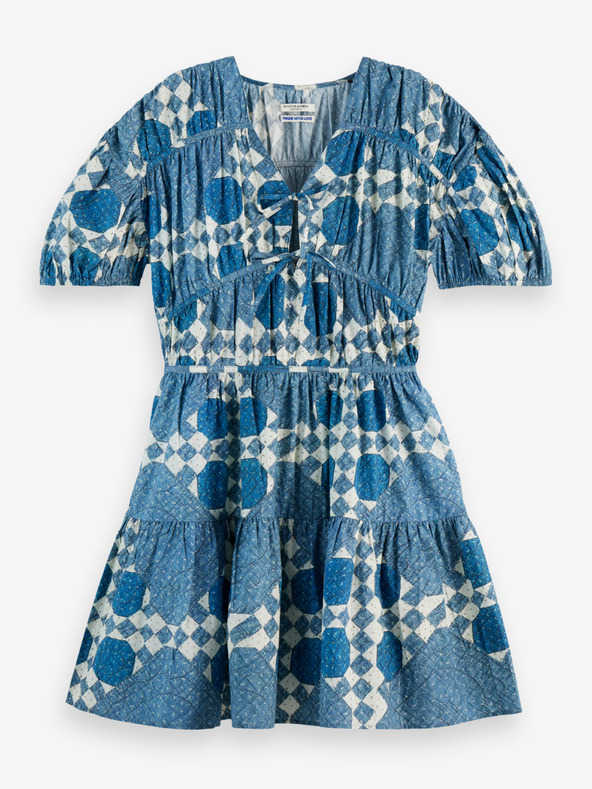 Scotch & Soda Modré dámské vzorované šaty Scotch & Soda
