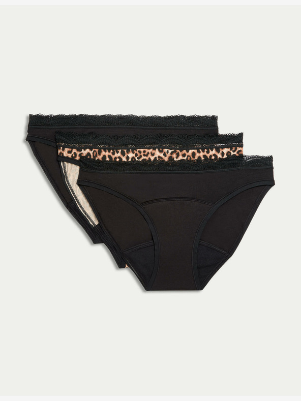 Marks & Spencer Vysoce savé menstruační bikinové kalhotky, 3 ks Marks & Spencer černá