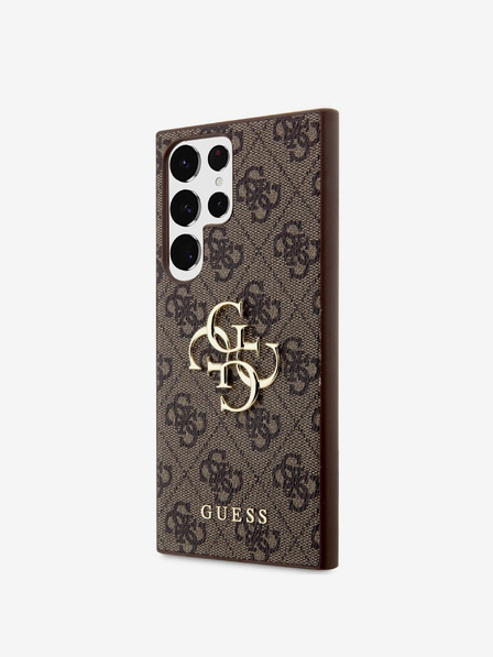 Guess Guess PU 4G Metal Logo Zadní Kryt pro Samsung Galaxy S23 Ultra Brown