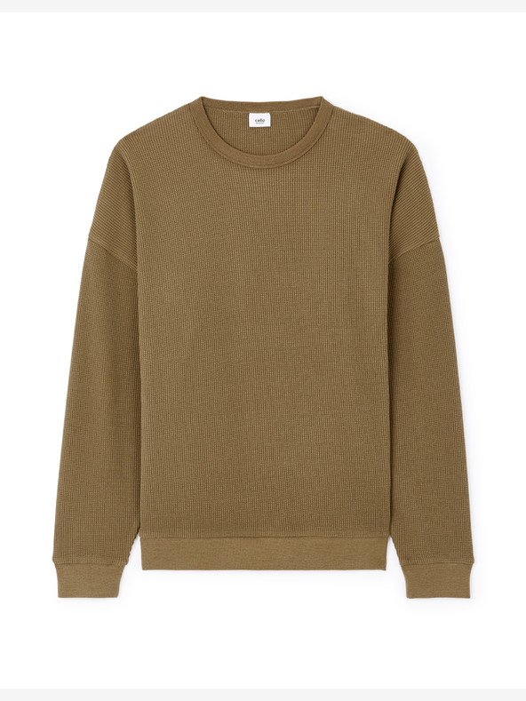 Celio Hnědý pánský svetr Celio Lecrewwaff