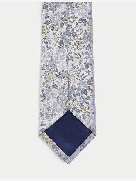 Marks & Spencer Květovaná kravata ze 100% hedvábí Marks & Spencer modrá
