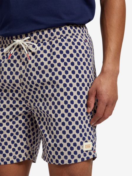 Scotch & Soda Modro-béžové pánské vzorované plavky Scotch & Soda