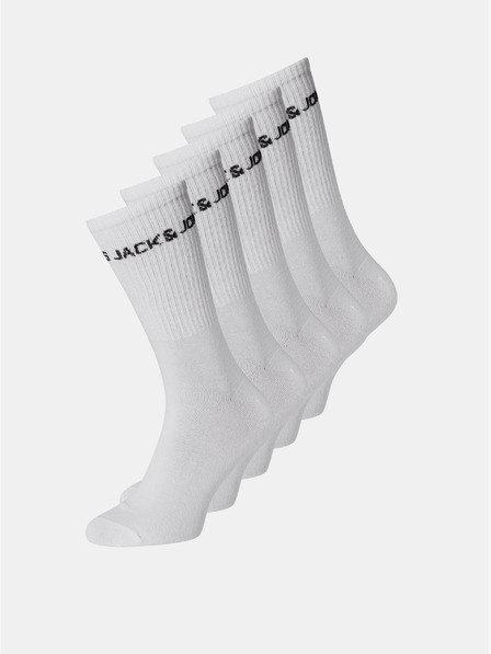 Jack & Jones Sada pěti párů bílých ponožek Jack & Jones