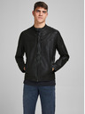 Jack & Jones Černá koženková bunda Jack & Jones Warner
