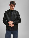 Jack & Jones Černá koženková bunda Jack & Jones Warner