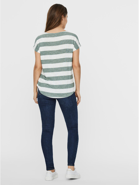 Vero Moda Zeleno-bílé pruhované tričko VERO MODA Wide Stripe