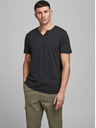 Jack & Jones Černé tričko s knoflíky Jack & Jones Esplit