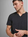 Jack & Jones Černé tričko s knoflíky Jack & Jones Esplit