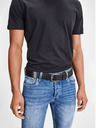 Jack & Jones Černý kožený pánský pásek Jack & Jones Paul