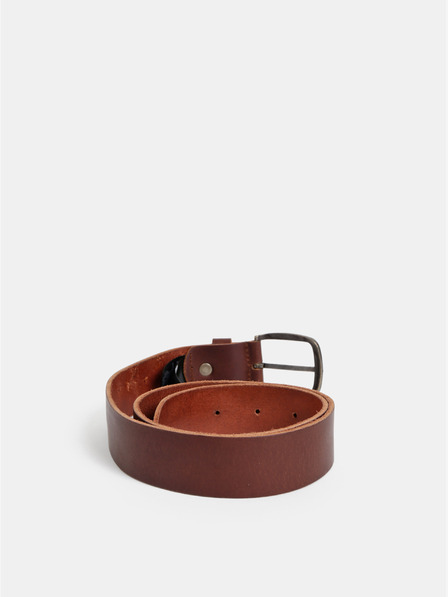 Jack & Jones Tmavě hnědý kožený pánský pásek Jack & Jones Paul