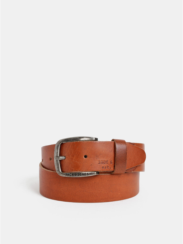 Jack & Jones Hnědý kožený pánský pásek Jack & Jones Paul