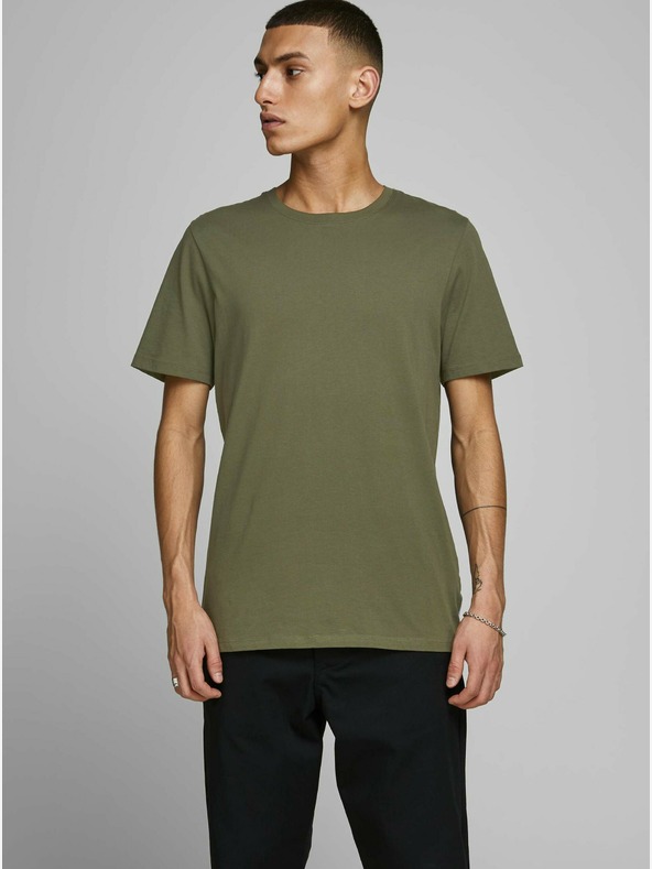 Jack & Jones Khaki basic tričko Jack & Jones Organic