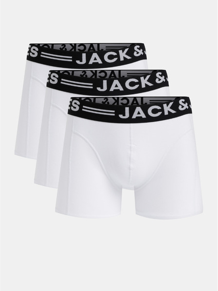 Jack & Jones Sada tří pánských bílých boxerek Jack & Jones Sense