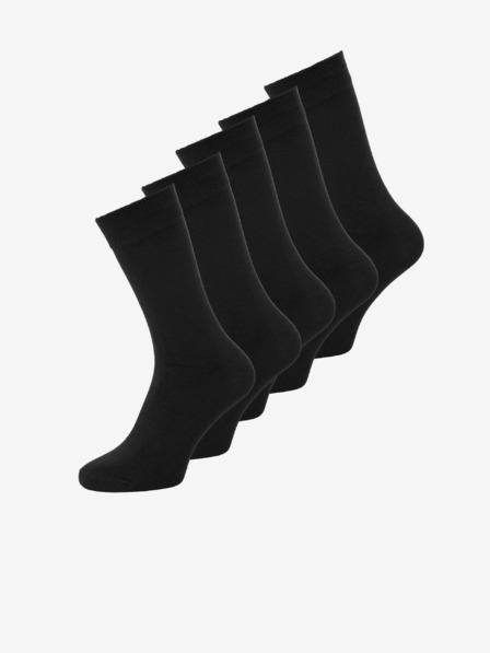 Jack & Jones Sada pěti párů černých ponožek Jack & Jones Basic Bamboo